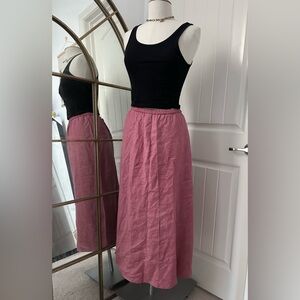 Eileen Fisher Maxi Skirt Silk Linen Blend Dusty Pink Size L